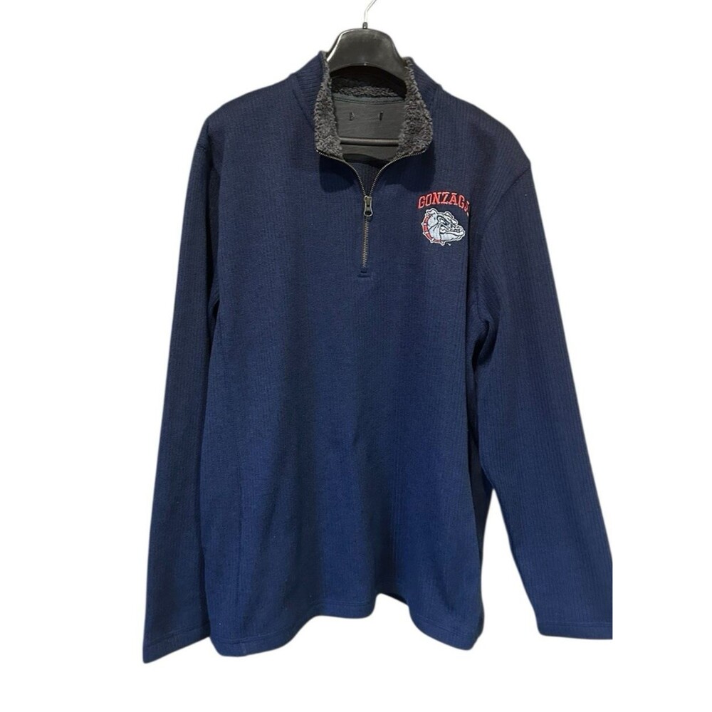 Gonzaga Bulldogs NCAA 3/4 zip ribbed knit pullover fleece like collar GU sports